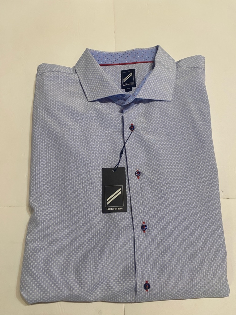 NWT Daniel Hechter Men's Light Blue Mini-Dot Dress Shirt size 4XL